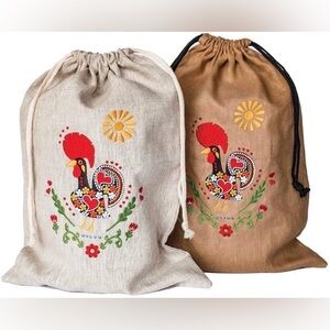 Embroidered Rooster Drawstring Bags 2 Pack